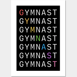 GYMNAST Rainbow Text - White Posters and Art